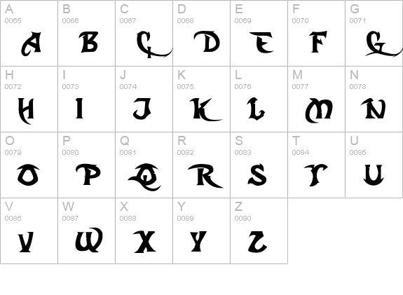 Dark Crystal Script uppercase A-Z preview