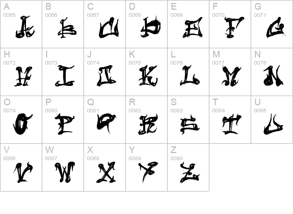 Dark Flame uppercase A-Z preview