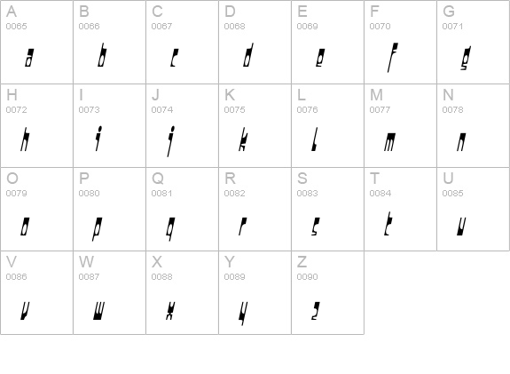 Darkside-Italic uppercase A-Z preview