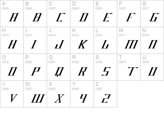 DarkWind Italic uppercase A-Z preview
