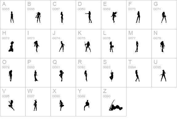 Darrians Sexy Silhouettes 3 uppercase A-Z preview