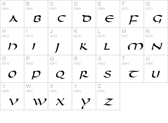 Darwycke Regular uppercase A-Z preview