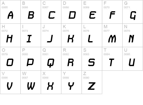 Daville Slanted uppercase A-Z preview