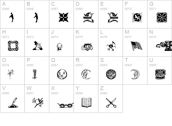 Davys-Dingbats Regular uppercase A-Z preview