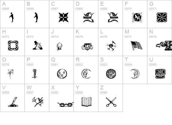 DavysDingbats uppercase A-Z preview