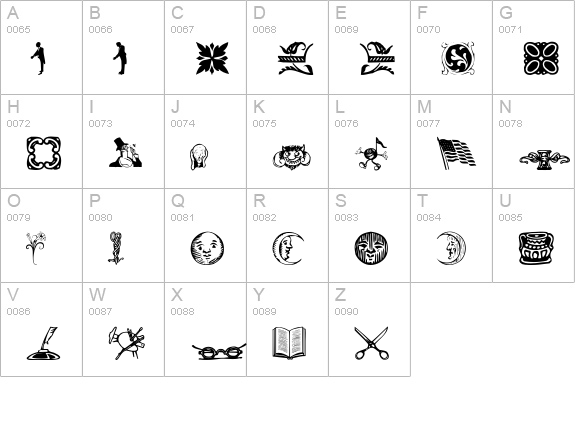 DavysDingbats1 uppercase A-Z preview