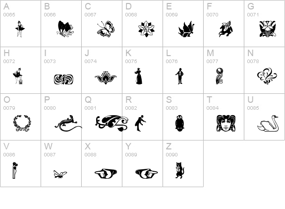 DavysDingbats2 uppercase A-Z preview
