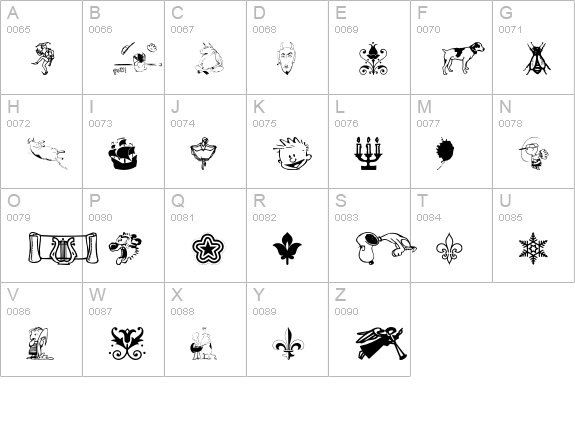 DavysOtherDingbats uppercase A-Z preview