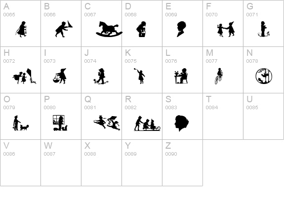 DBQsChildrenSilhouettes uppercase A-Z preview