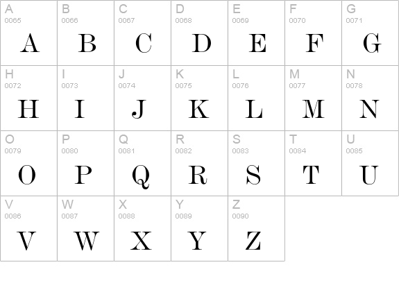 De Vinne uppercase A-Z preview