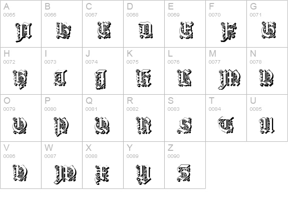 Dearest Outline uppercase A-Z preview