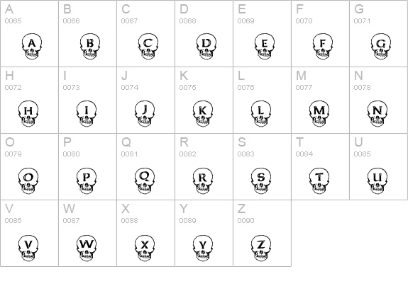 Deathhead KeltCaps uppercase A-Z preview