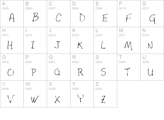 DebbiesHand Regular uppercase A-Z preview