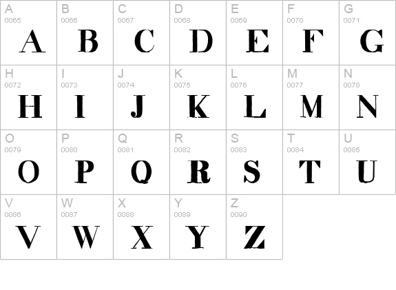 decadence itd condensed uppercase A-Z preview