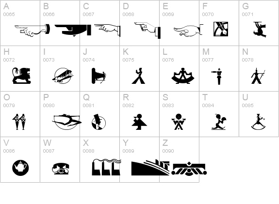 Deco Dingbats NF uppercase A-Z preview