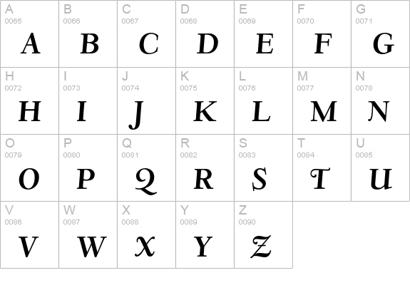 Deepdene BQ Bold Italic uppercase A-Z preview