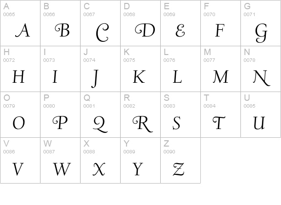 DeepdeneHW-SC-Italic uppercase A-Z preview