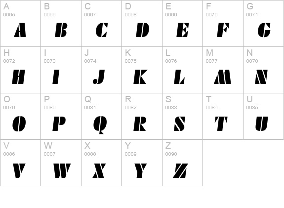 Dekoblack-Italic uppercase A-Z preview