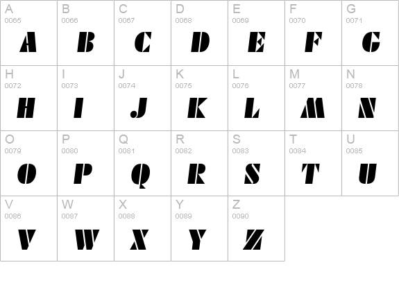 DekoBlackSerial-Italic uppercase A-Z preview