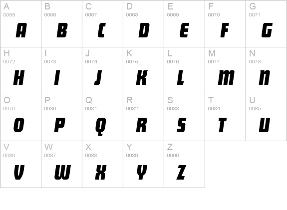 DekoDisplaySerial-BoldItalic uppercase A-Z preview