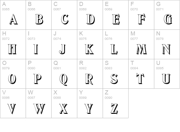 DenverShadow-Xbold-Regular uppercase A-Z preview