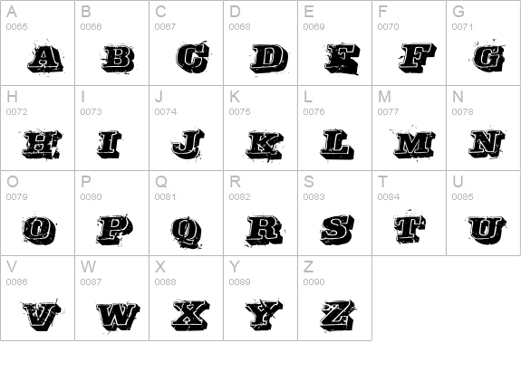 Depraved uppercase A-Z preview
