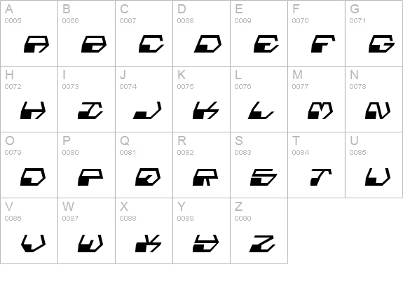 Deranian Italic uppercase A-Z preview