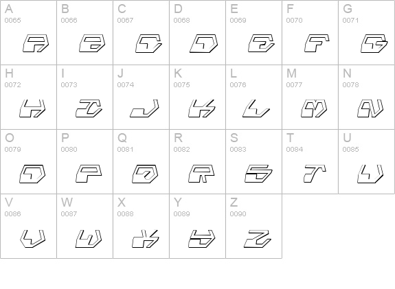 Deranian Shadow Italic uppercase A-Z preview