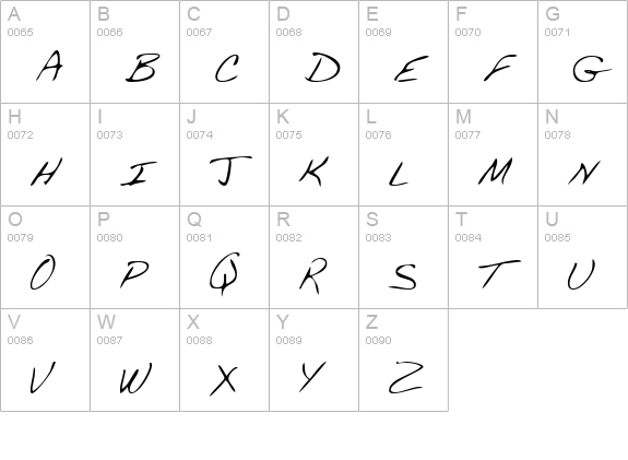 DereksHand Regular uppercase A-Z preview