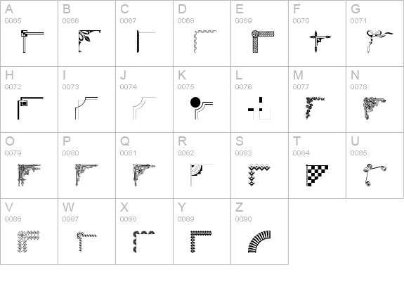 Designer Corners uppercase A-Z preview