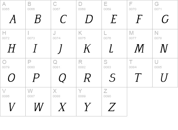 Desmond-Italic uppercase A-Z preview
