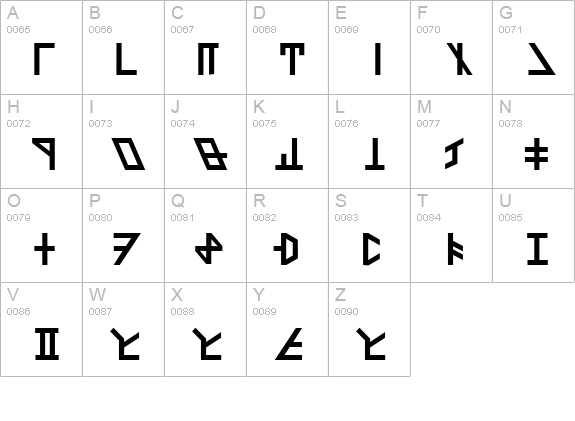 Dethek Dwarvish-FR  uppercase A-Z preview