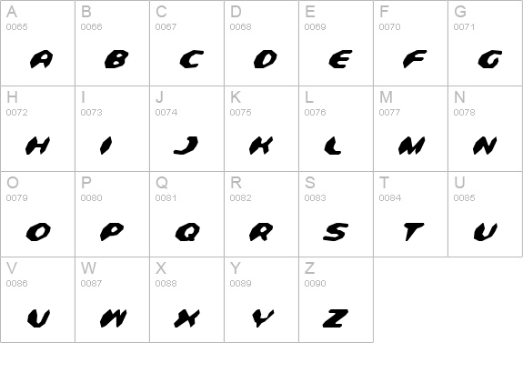 Detonator Condensed Italic uppercase A-Z preview