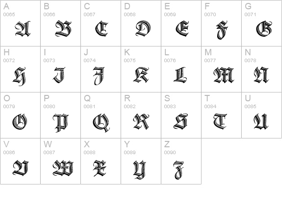 Deutsche Zierschrift uppercase A-Z preview
