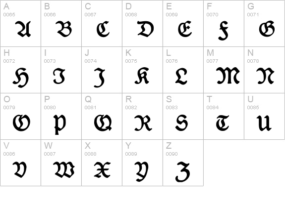 DeutscheDruckschrift uppercase A-Z preview