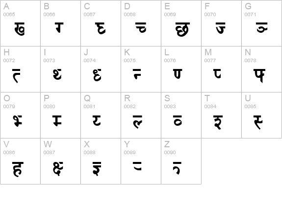 DevanagariDelhiSSK Bold uppercase A-Z preview