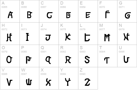 Devanagarish uppercase A-Z preview