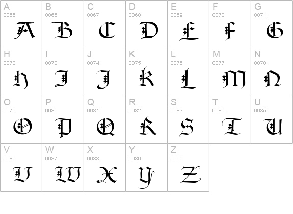 Diamond Gothic uppercase A-Z preview