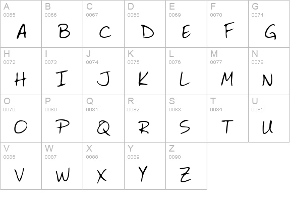 DianasHand Regular uppercase A-Z preview