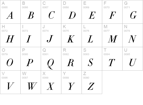 Didot-HTF-L06-Light-Ital uppercase A-Z preview
