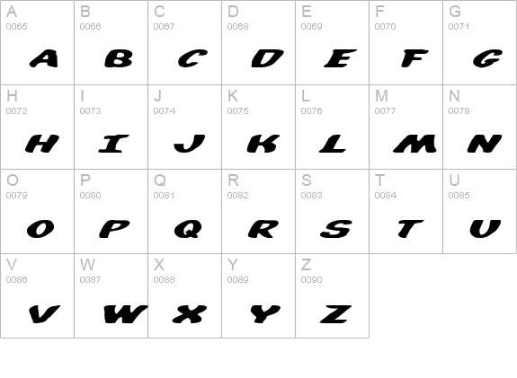 DiegoCon Italic uppercase A-Z preview