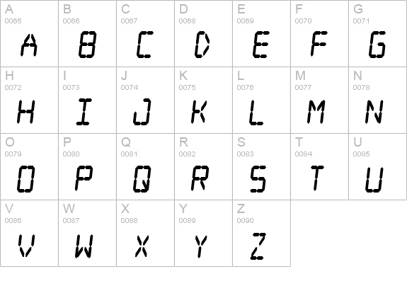Digital dream Fat Skew Narrow uppercase A-Z preview