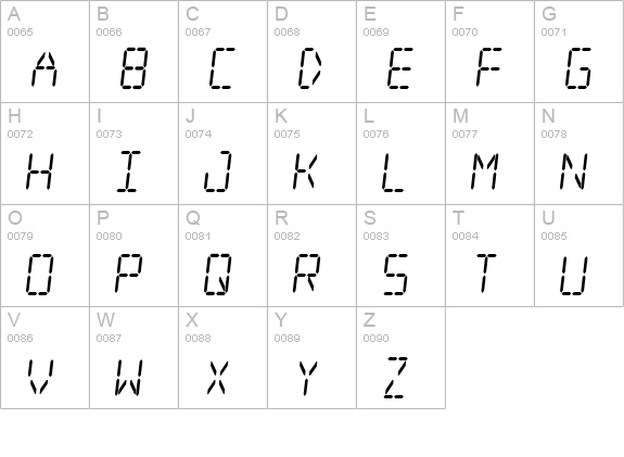 Digital dream Skew Narrow uppercase A-Z preview