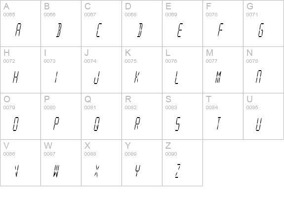 Digital Readout Condensed uppercase A-Z preview