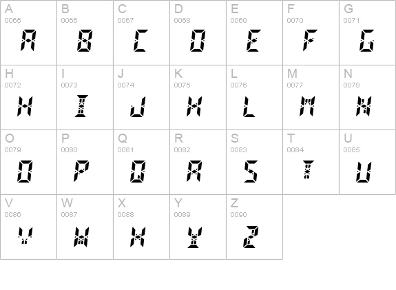 Digital2 uppercase A-Z preview