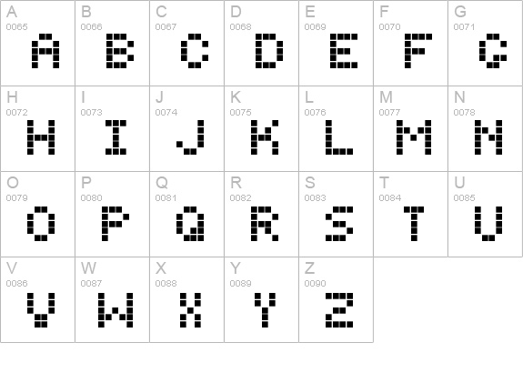 Digitol uppercase A-Z preview