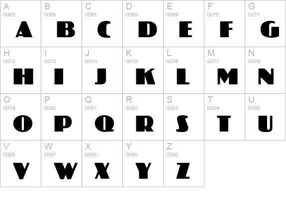 Dimension uppercase A-Z preview