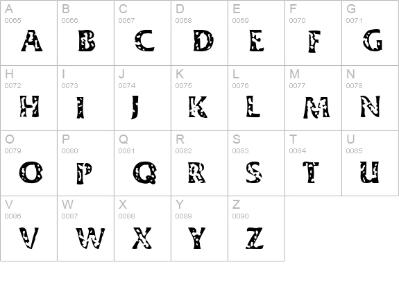 Dimestore Hooker uppercase A-Z preview