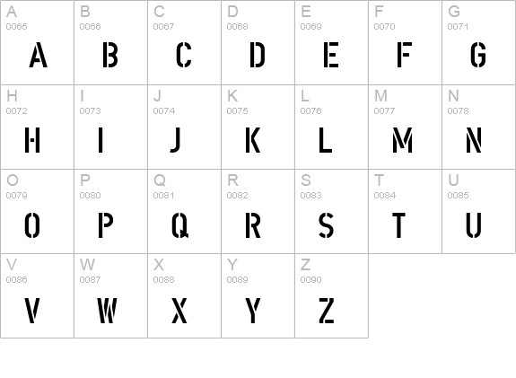 DIN Schablonierschrift uppercase A-Z preview