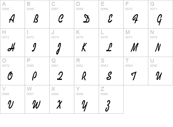 DinerScriptCondensed uppercase A-Z preview